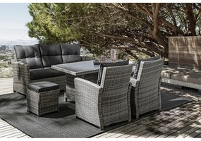 Set mobilier de grădină gri din ratan artificial pentru 6 persoane Ariel – Bizzotto