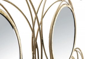 Decoratiune de perete aurie din metal si oglinda, 124,5x4x53,5 cm, Gold Round Mauro Ferretti