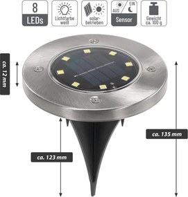 Set de lumini solare încorporate pentru grădină, 8 LED-uri,