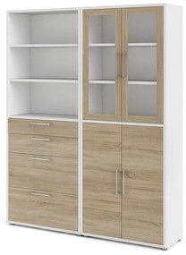 Bibliotecă modulară albă/cu aspect de lemn de stejar 178x222 cm Prima – Tvilum