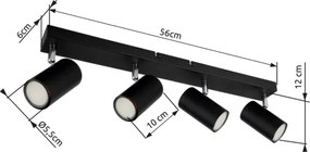 Spot ROBBY 4xGU10/35W/230V negru Globo 57911-4B