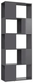 809097 vidaXL Bibliotecă/Separator cameră, gri extralucios, 60x24x155 cm