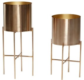 Set 2 ghivece pe piedestal Hübsch Gardo, arămiu