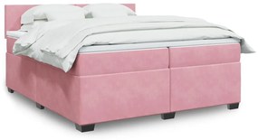 3286401 vidaXL Pat box spring cu saltea, roz, 200x200 cm, catifea