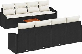 vidaXL Set de canapele pentru grădină 9 pcs Negru și Crem poliratan