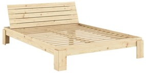 Pat matrimonial în culoare naturală din lemn de pin cu somieră 160x200 cm Layers – Karup Design