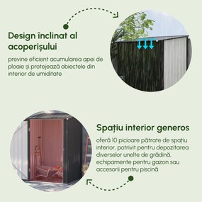Casuta de Gradina Outsunny pentru scule din Tabla de Otel cu Incuietore, Gri | Aosom Romania