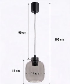 Brilagi - Pendul LED suspendat pe cablu R GLASS 1xE27/60W/230V Ø 14 cm negru/gri fumuriu