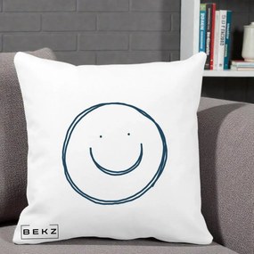 Perna Decorativa Smile Desen Minimalist, 40x40 cm, Alba Mata, Husa Detasabila, Perna Inclusa, BEKZ®