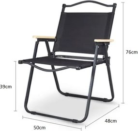 Scaun pliabil pentru drumeții cu capacitate de 130 kg - negru