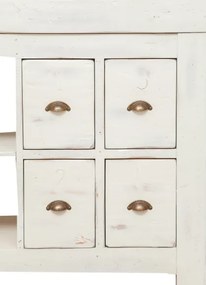 Banc de tamplar, L184 74 H92 cm, 4 sertare, alb antic, lemn masiv