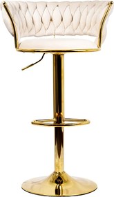 Scaun de bar din catifea cu bază metalică aurie ABS 118 crem