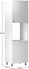 Dulap pentru alimente D60P, alb/pin Andersen, dreapta, PROVENCE