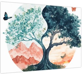 Tablou – Arbore acvarelă plin de viață (70x50 cm)