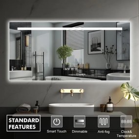 Oglindă de baie IREDA LED cu iluminare, 90 x 70 cm