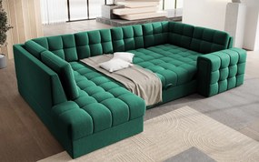 Coltar extensibil stanga 5 locuri ELTAP, LT-35LU, Blewett, 299x198x82 cm, lemn/poliester, verde inchis