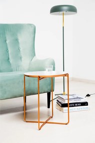 Masuta de cafea rotunda din metal Chloe 50,5x50,5x56,5 cm alb/cupru