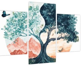 Tablou – Arbore acvarelă plin de viață (90x60 cm)