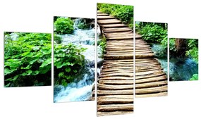 Tablou cu drum din lemn este râu (125x70 cm), în 40 de alte dimensiuni noi