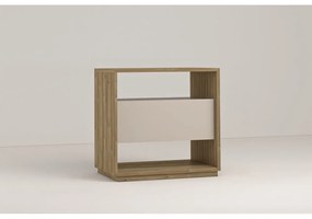 Noptieră crem/în culoare naturală cu aspect de lemn de stejar Dennis – Marckeric