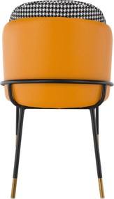 Scaun de luat masa, model alb-negru / piele ecologică camel, KIRNA