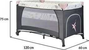 Patut pliant transformabil in tarc copii NOVOKIDS™ Little Star NEST, 60X120 cm, 2 Niveluri, Pliabil, Cu geanta transport inclusa, Fermoar acces
