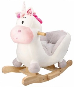Rocking Horse-Unicorn Adam Toys cu sunet - roz/alb