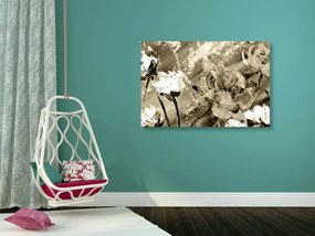 Tablou flori pictate în design sepia