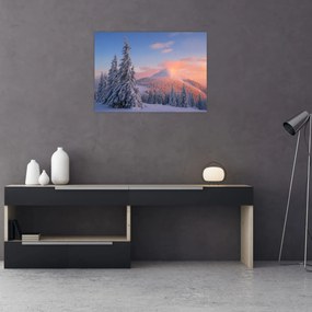 Tablou pe sticlă - Peisaj de iarnă (70x50 cm)