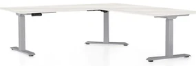 Masă înălțime reglabilă OfficeTech Angle, 180 x 200 cm, picioare gri, frasin alb