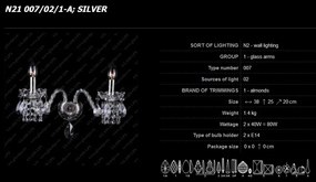 Aplica de perete 2 brate cristal Bohemia N21 007/02/1-A