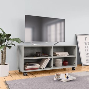 800184 vidaXL Dulap TV cu rotile, gri beton, 90x35x35, lemn prelucrat