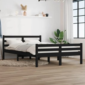 814833 vidaXL Cadru de pat, negru, 160x200 cm, lemn masiv