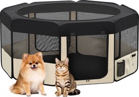 PawHut Parc Pliabil pentru Câini și Pisici Țarc Portabil pentru Animale Mici Impermeabil din Țesătură Oxford Ø90x41 cm Negru | Aosom Romania