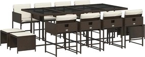 vidaXL Set mobilier de grădină, 13 piese, maro, cu perne, poliratan