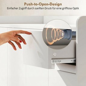 HOMCOM Pantofar Hol cu 4 Uși Push-to-Open, Rafturi Reglabile, MDF și Lemn Pin, 120x35x100 cm, Alb | Aosom Romania