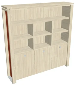 Dulap înalt Verno+ S 200 x 46 x 210 cm, cu rafturi, salcâm / portocaliu
