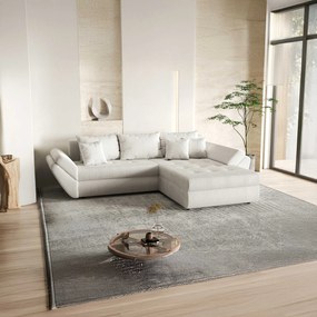 Colțar extensibil dumonde cu ladă de depozitare si sezut confortabil din spuma high-density, Loana Zoom Crem II 270x185 cm