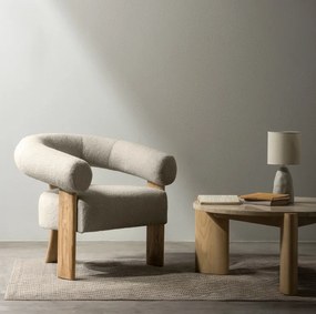 Fotoliu design bej KOKEI, stejar