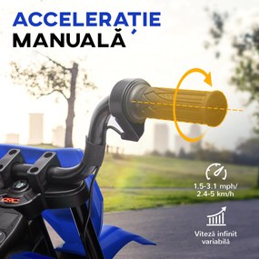 AIYAPLAY Motocicletă Electrică pentru Copii cu Roți Detașabile, Suspensii, Sunete și Indicator de Încărcare, Albastru | Aosom Romania