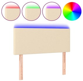 vidaXL Tăblie de pat cu LED, crem, 80x5x78/88 cm, textil