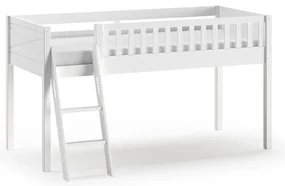 Pat supraetajat SCOTT cu scară, alb, 90x200 cm + Cort de joacă DINO – Vipack