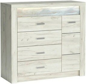 Comoda INDIANAPOLIS I17, stejar craft alb, PAL laminat, cu 4 sertare,