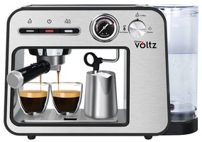 Espressor Oliver Voltz OV51171H, 1450W, 15 bar, 1L, Cafea macinata, Spumare lapte, Incalzire cesti, Inox