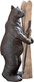Figurină din rășină urs cu schiuri, H32,5 cm