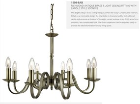 Lustra clasica suspendata design traditional Richmond 8L alama antique 1508-8AB SRT