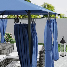 Outsunny Tonelă de grădină 3 x 4 m cort de recepție cu 6 draperii detașabile și acoperiș dublu pentru patio, festival, albastru închis | Aosom Romania