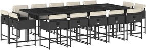 vidaXL Set mobilier de grădină cu perne, 15 piese, negru, poliratan
