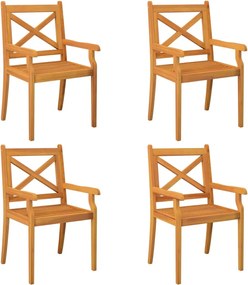 vidaXL Scaune de exterior, 4 buc., lemn masiv de acacia