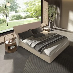 Pat dublu tapitat design LUX Brown-Cream 180x200cm